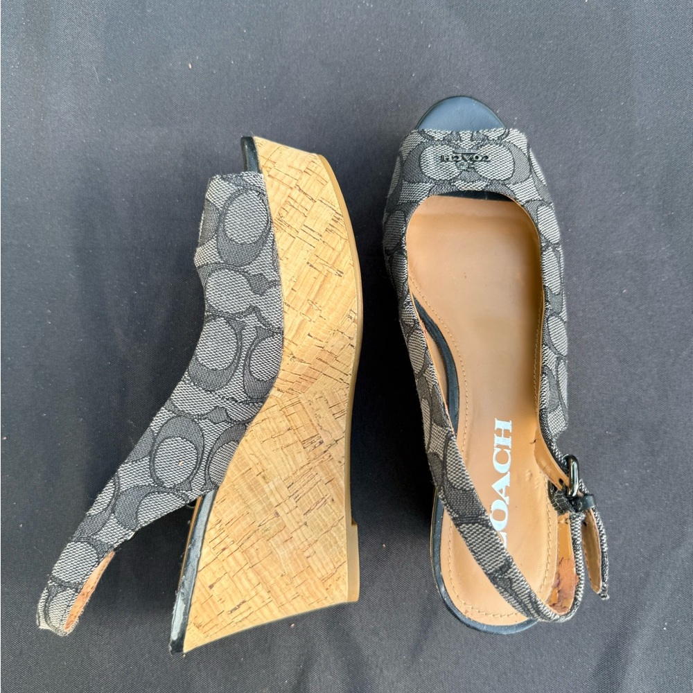 Coach Gray Wedge Slingback Shoes Size 6